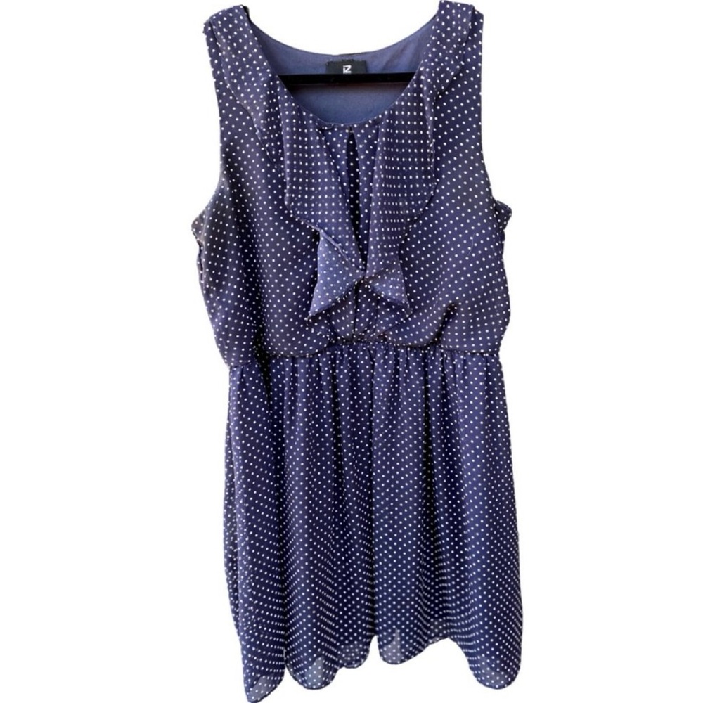 Iz Byer Navy Polka Dot Sleeveless Dress